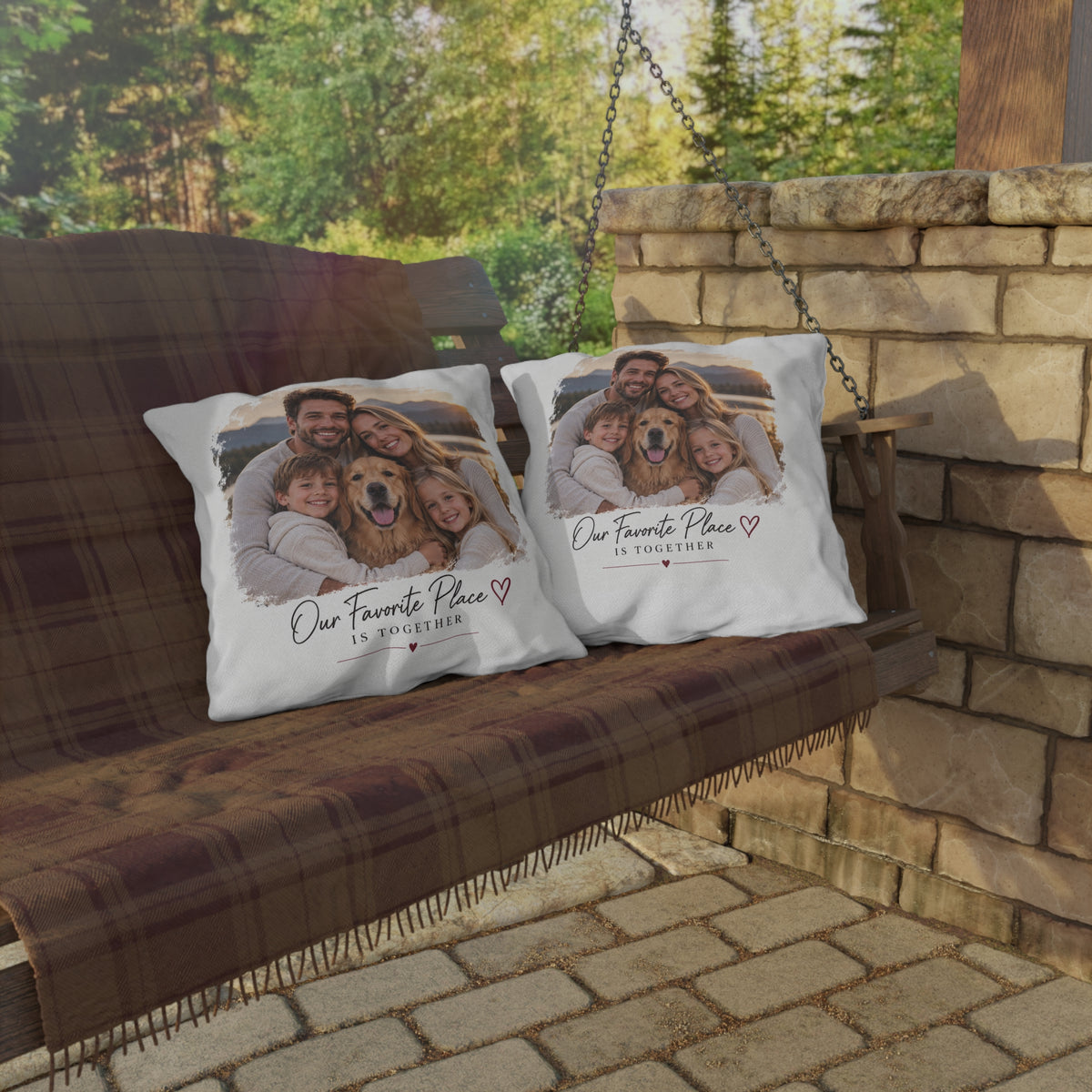 Outdoor Pillow – Our Favorite Place Is Together Personalized Photo Pillow