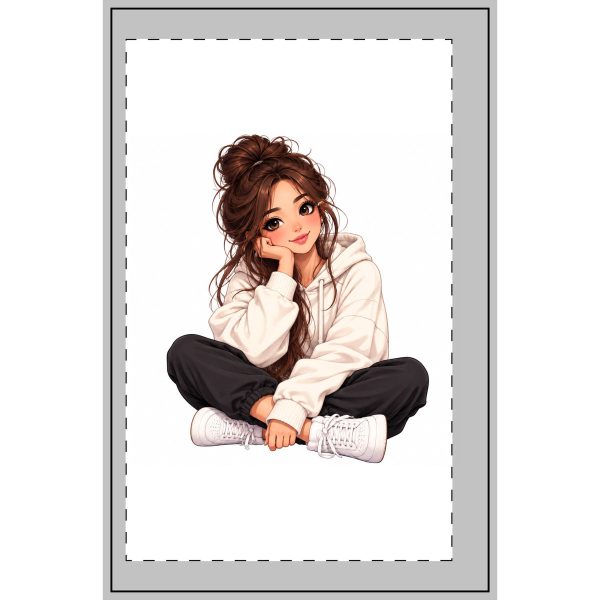 Cute Girl Illustration Spiral Notebook – Cozy Hoodie Girl Dotted Journal