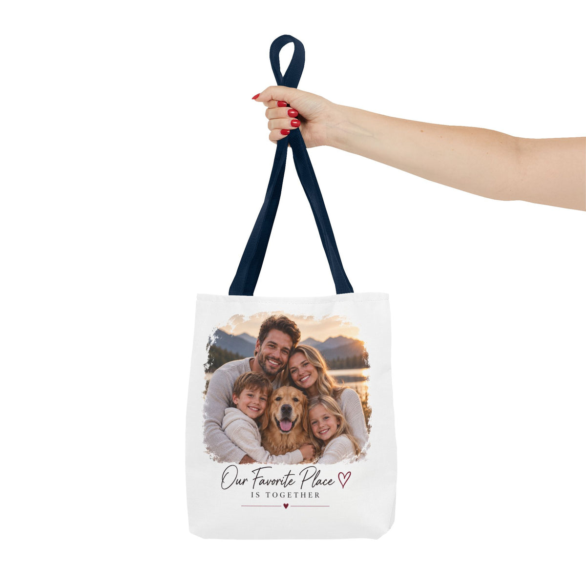 Photo Family Tote Bag – “Our Favorite Place Is Together” Personalized Gift Tote