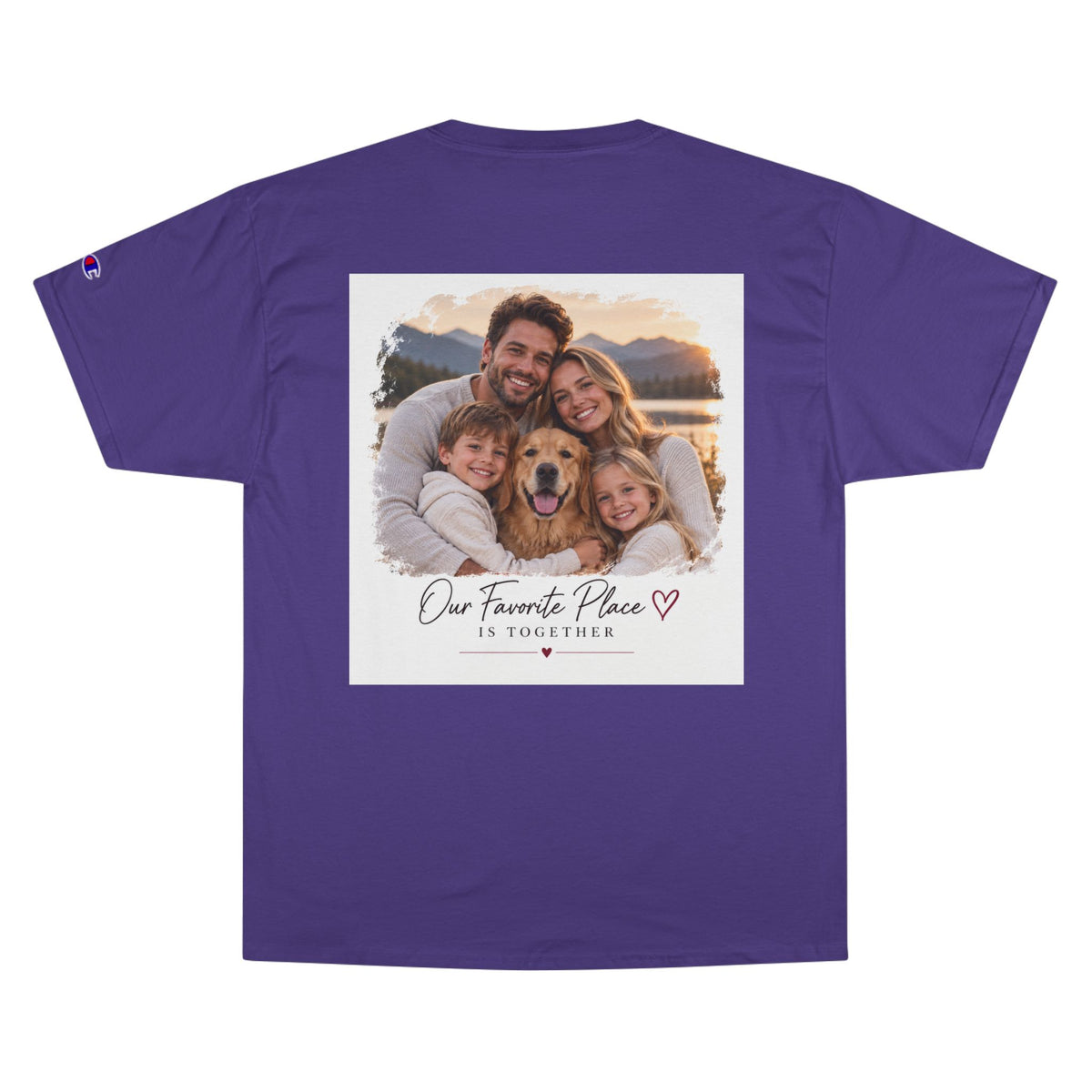 Family Photo T-Shirt — “Our Favorite Place Is Together” Personalized Crew Tee