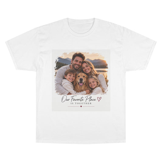 Family Photo T-Shirt — “Our Favorite Place Is Together” Personalized Crew Tee