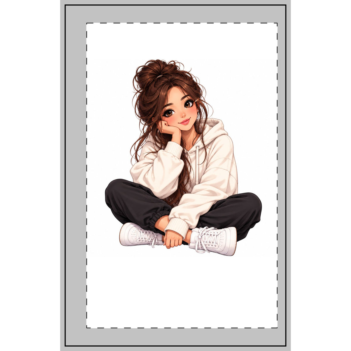 Cute Girl Illustration Spiral Notebook – Cozy Hoodie Girl Dotted Journal