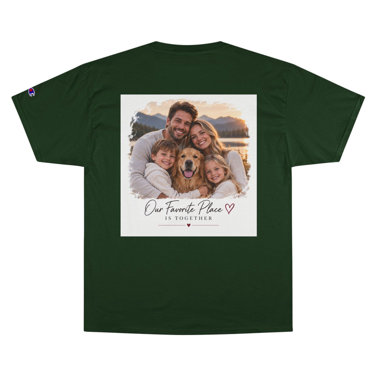 Family Photo T-Shirt — “Our Favorite Place Is Together” Personalized Crew Tee