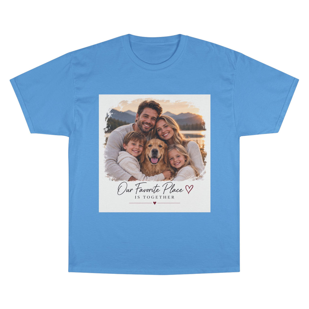 Family Photo T-Shirt — “Our Favorite Place Is Together” Personalized Crew Tee
