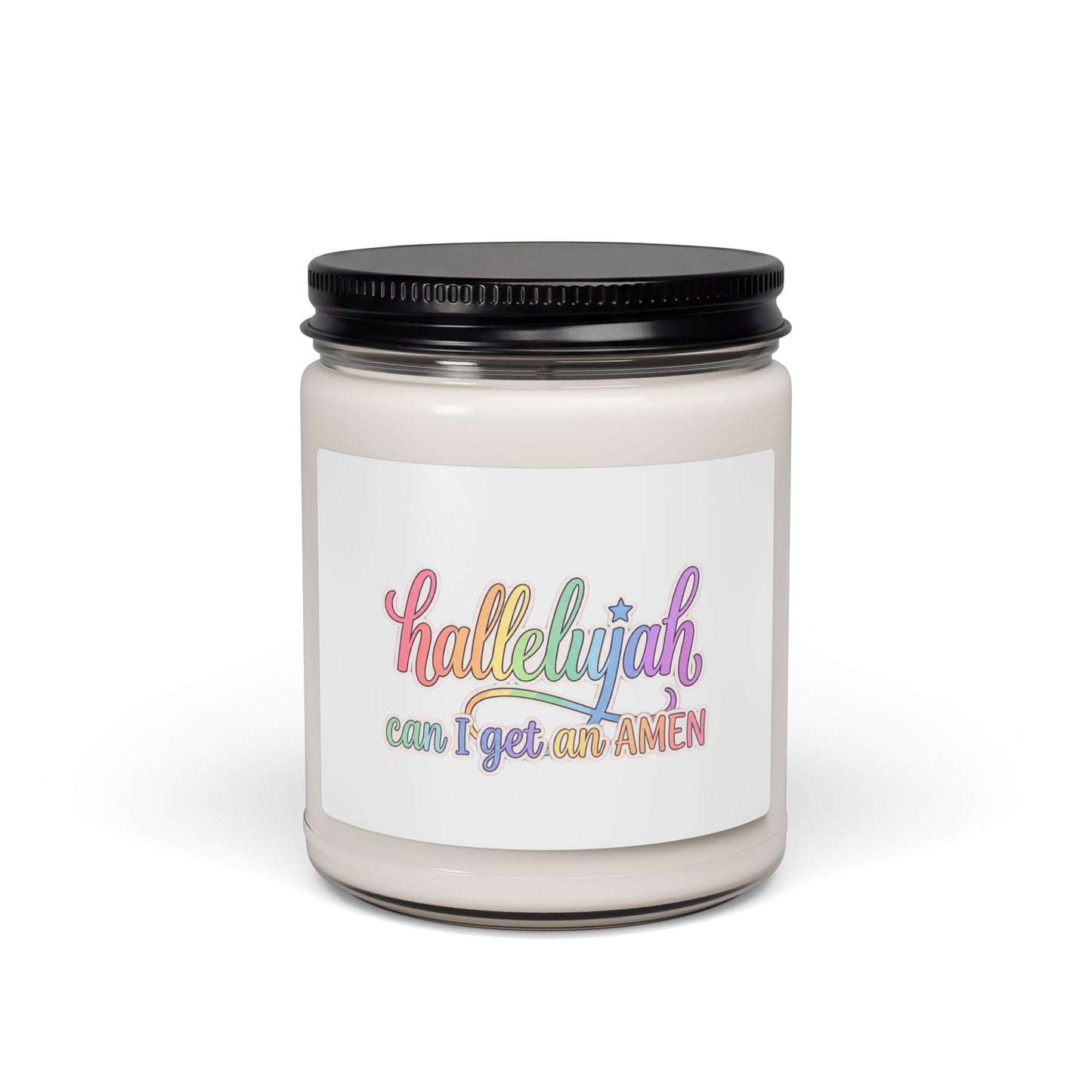 Hallelujah Typography Soy Candle, pastel faith decor | Everything Hallelujah