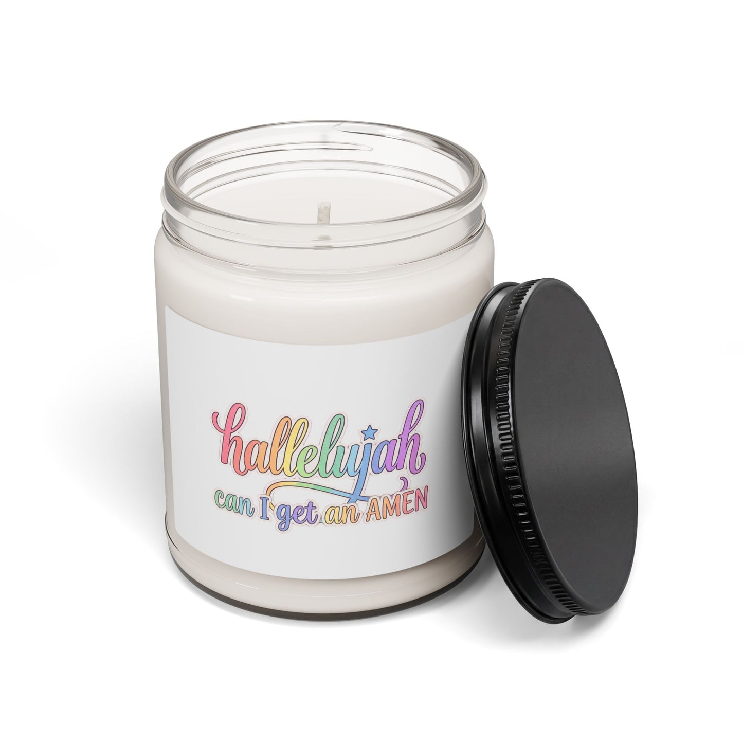 Hallelujah Typography Soy Candle, pastel faith decor | Everything Hallelujah