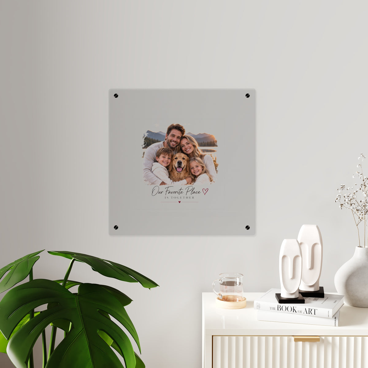 Acrylic Wall Art Panel — Personalized Family Photo "Our Favorite Place Is Together"