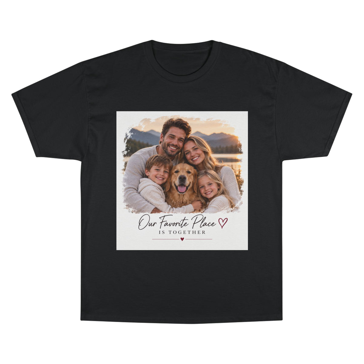 Family Photo T-Shirt — “Our Favorite Place Is Together” Personalized Crew Tee