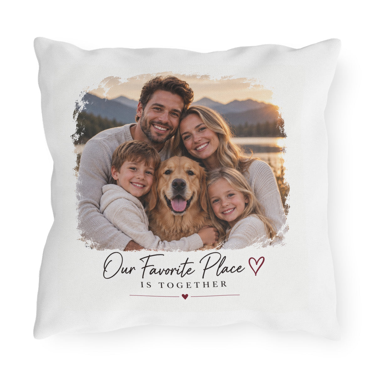 Outdoor Pillow – Our Favorite Place Is Together Personalized Photo Pillow