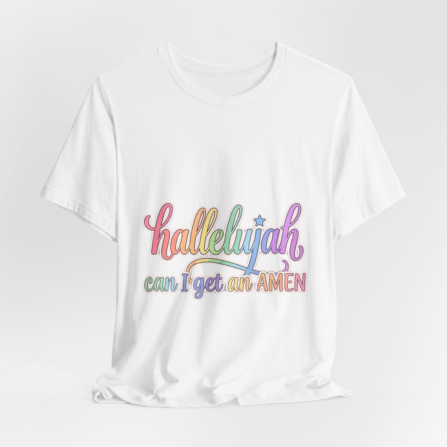 Hallelujah can I get an Amen T-Shirt | Christian faith typography, colorful praise