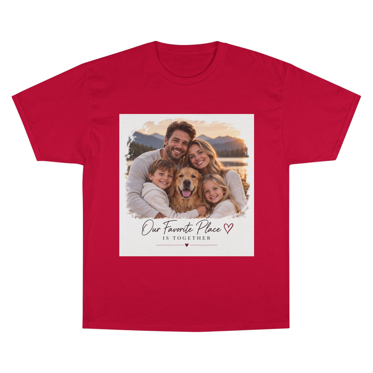 Family Photo T-Shirt — “Our Favorite Place Is Together” Personalized Crew Tee