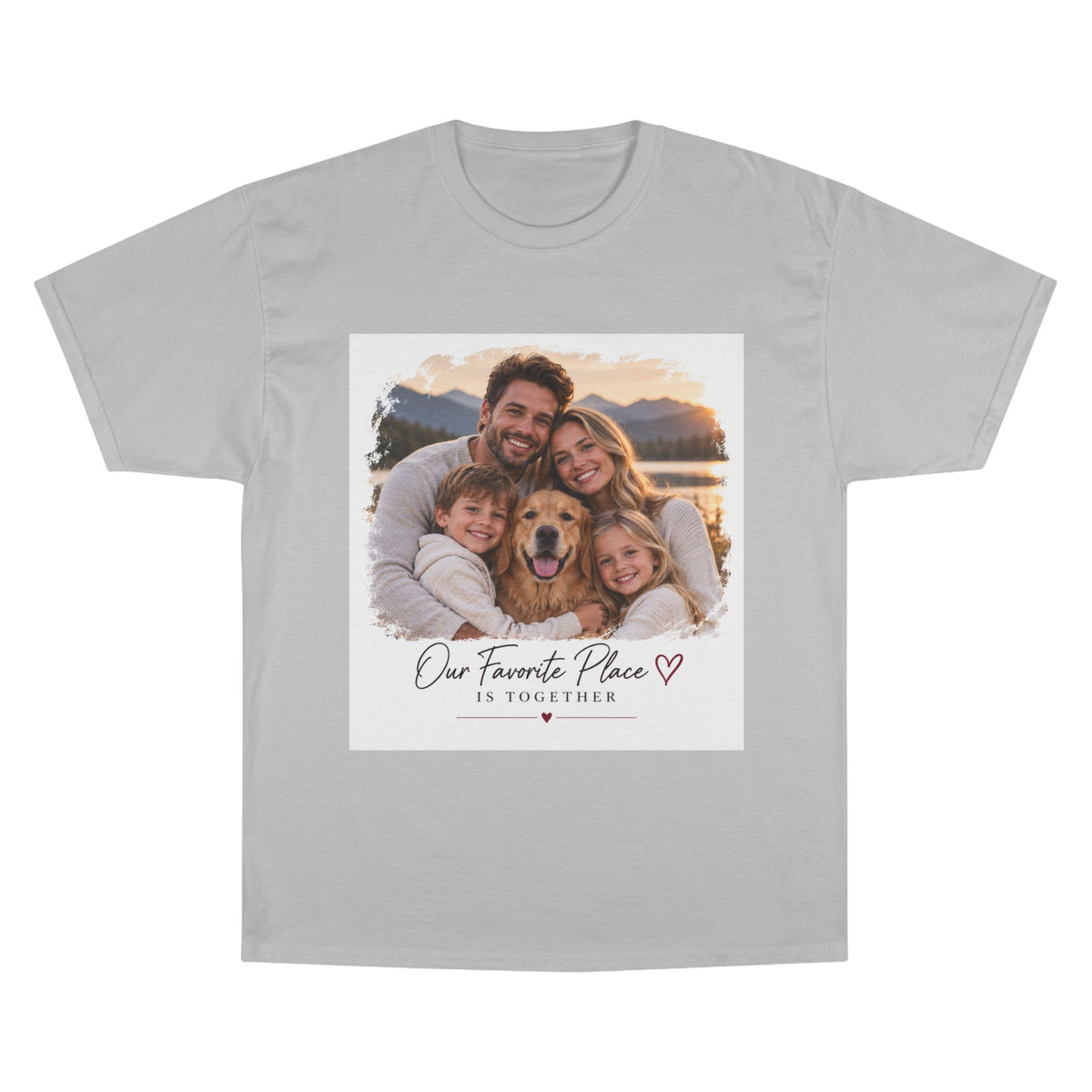 Family Photo T-Shirt — “Our Favorite Place Is Together” Personalized Crew Tee