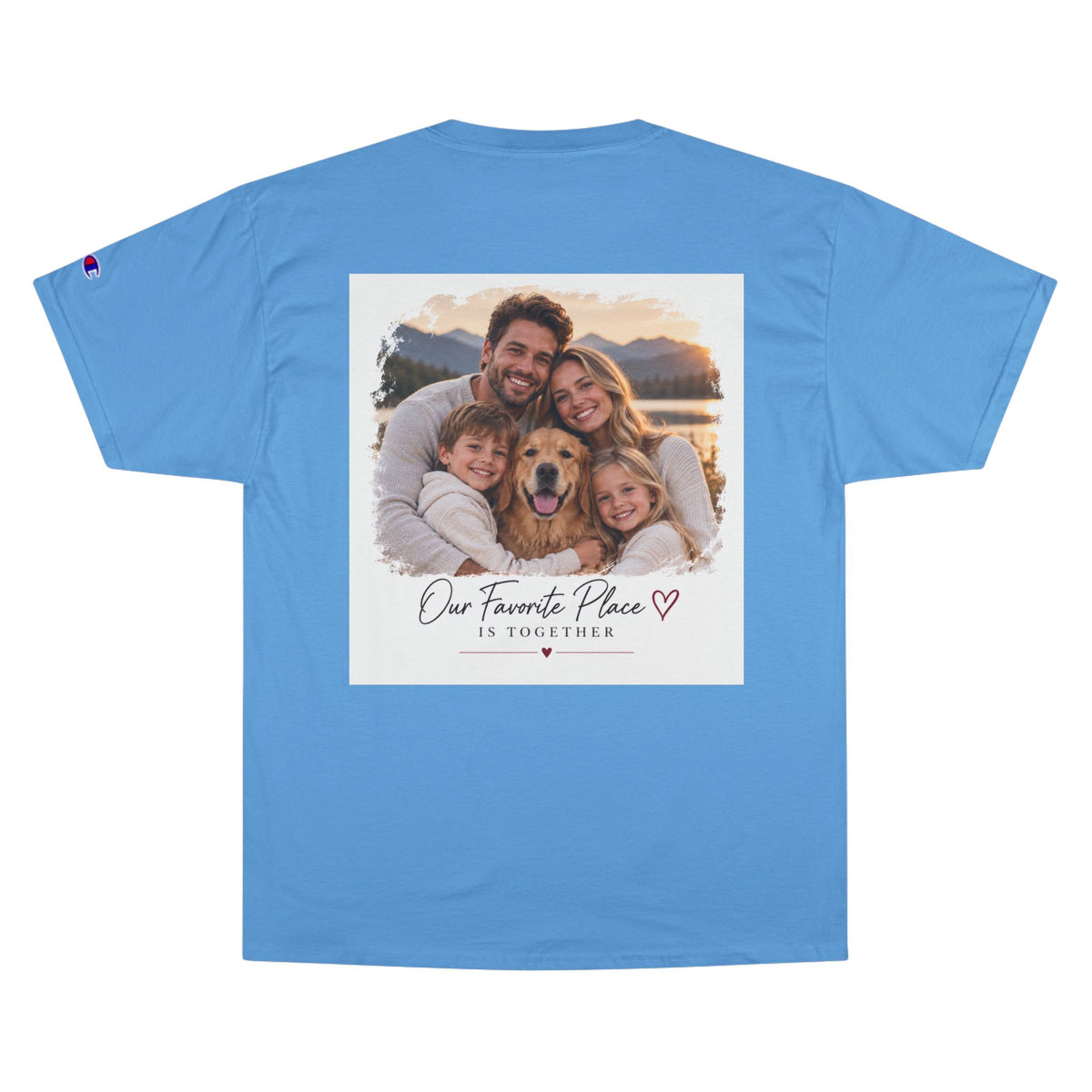 Family Photo T-Shirt — “Our Favorite Place Is Together” Personalized Crew Tee
