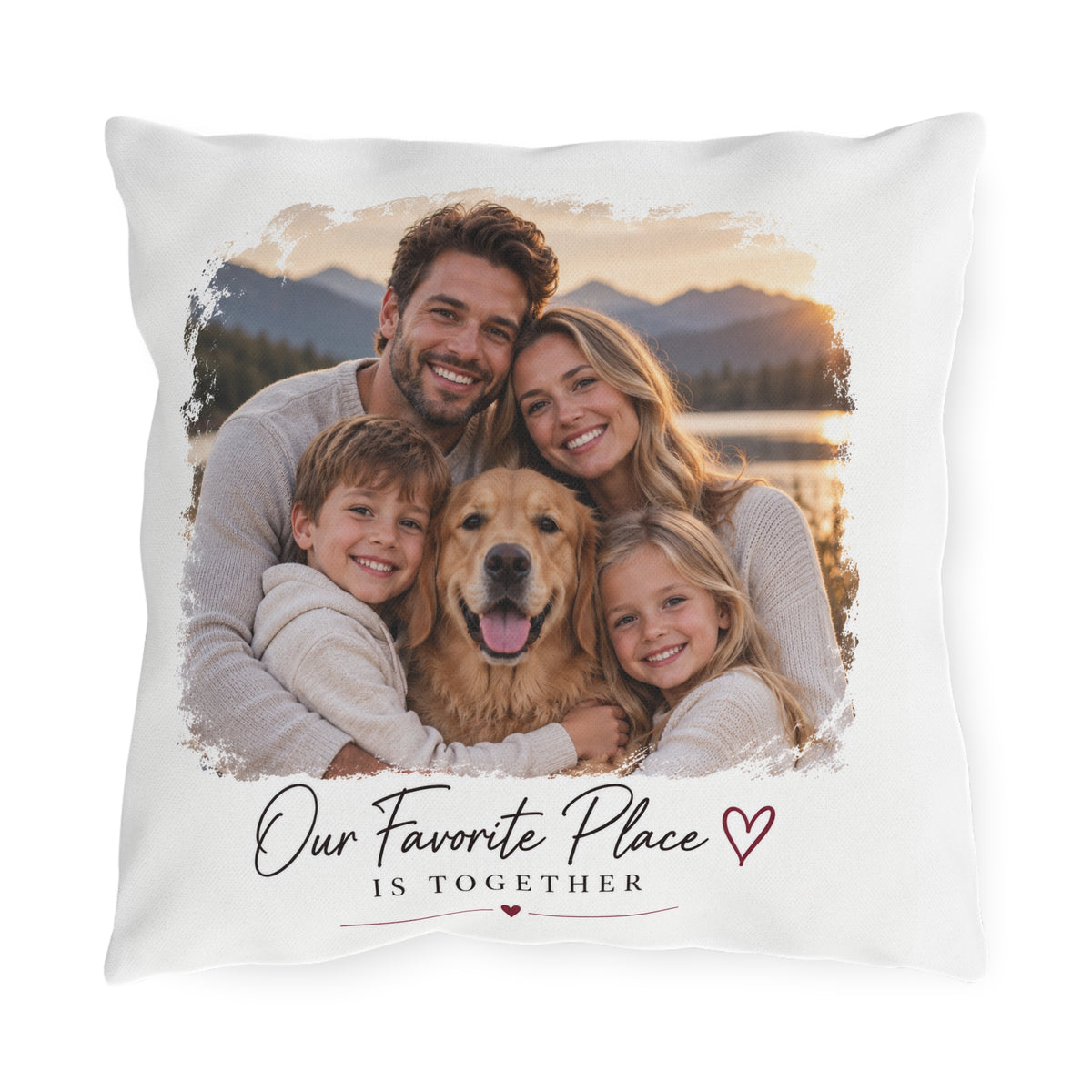 Outdoor Pillow – Our Favorite Place Is Together Personalized Photo Pillow