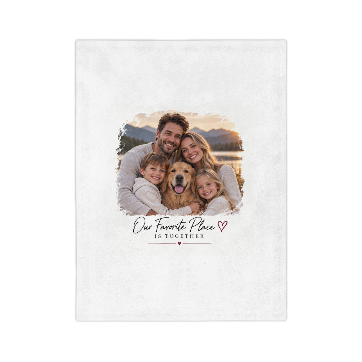 Personalized Photo Blanket - "Our Favorite Place Is Together" Velveteen Throw