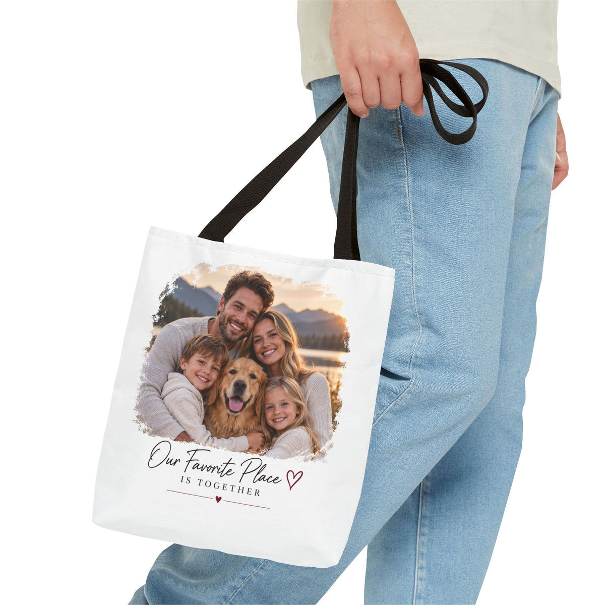 Photo Family Tote Bag – “Our Favorite Place Is Together” Personalized Gift Tote