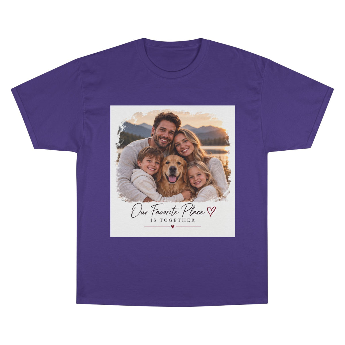 Family Photo T-Shirt — “Our Favorite Place Is Together” Personalized Crew Tee