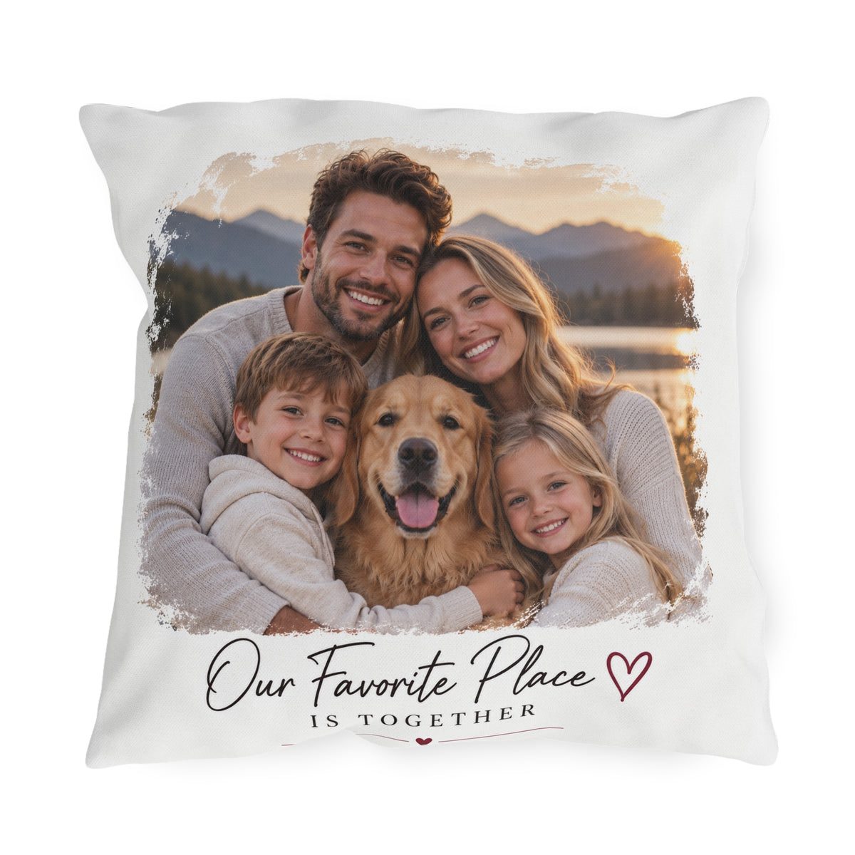 Outdoor Pillow – Our Favorite Place Is Together Personalized Photo Pillow