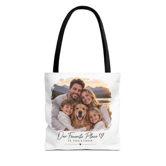 Photo Family Tote Bag – “Our Favorite Place Is Together” Personalized Gift Tote