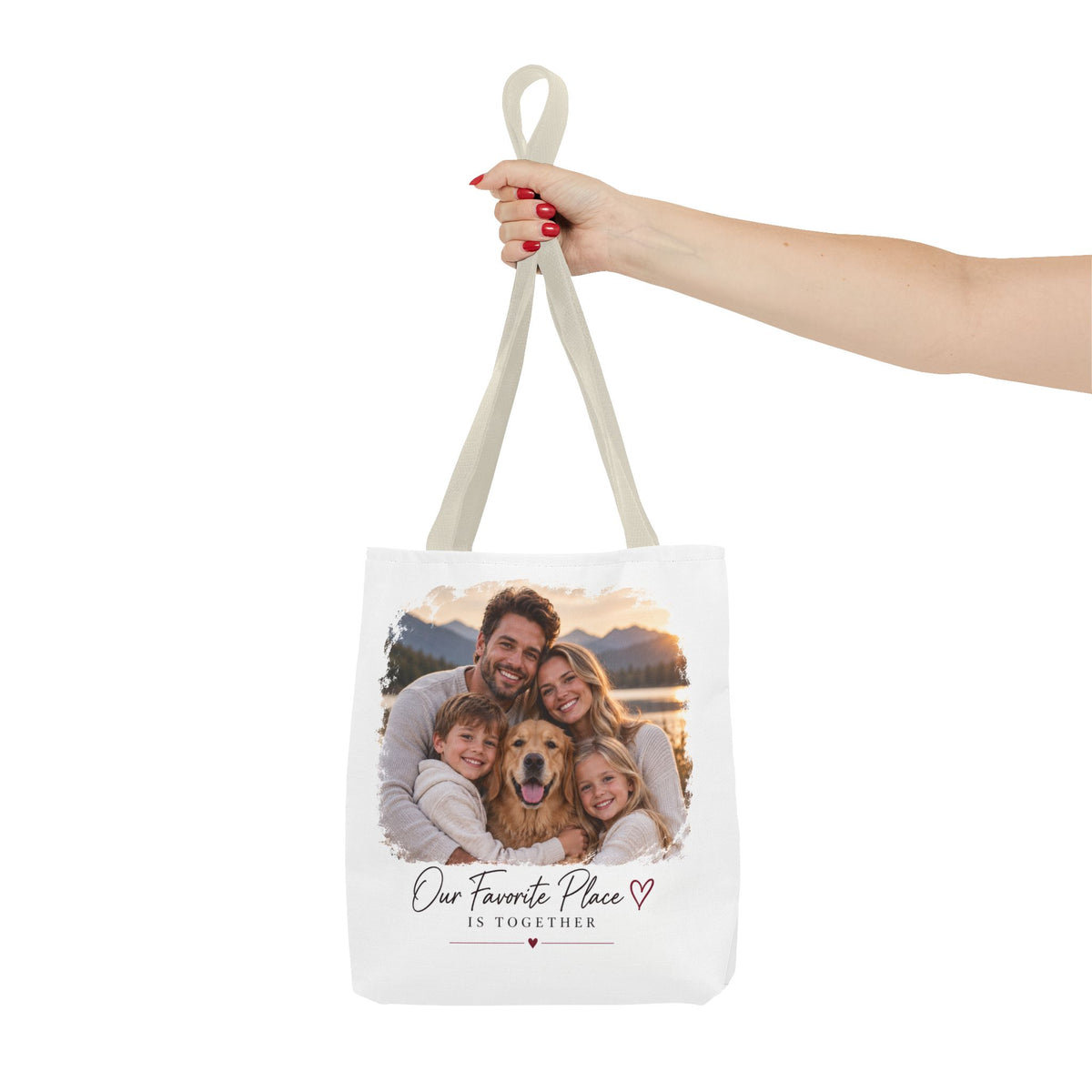 Photo Family Tote Bag – “Our Favorite Place Is Together” Personalized Gift Tote