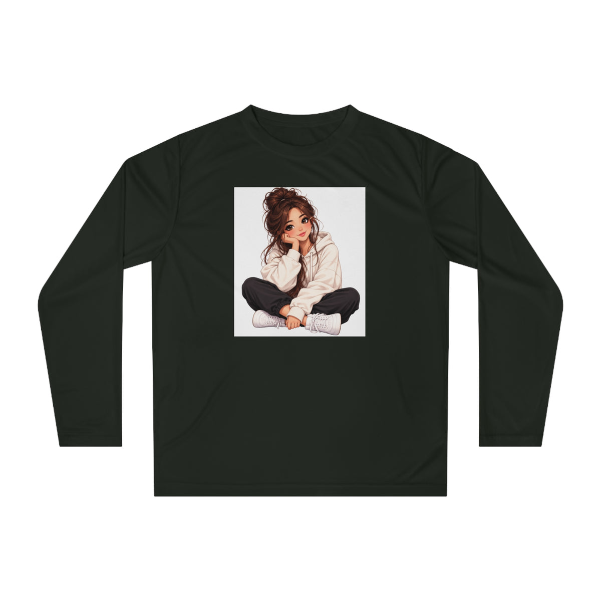 Cozy Girl Illustration Performance Long Sleeve Shirt