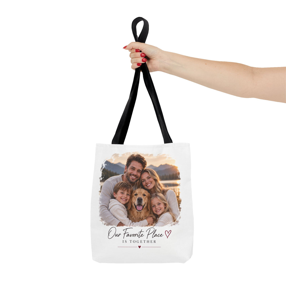 Photo Family Tote Bag – “Our Favorite Place Is Together” Personalized Gift Tote