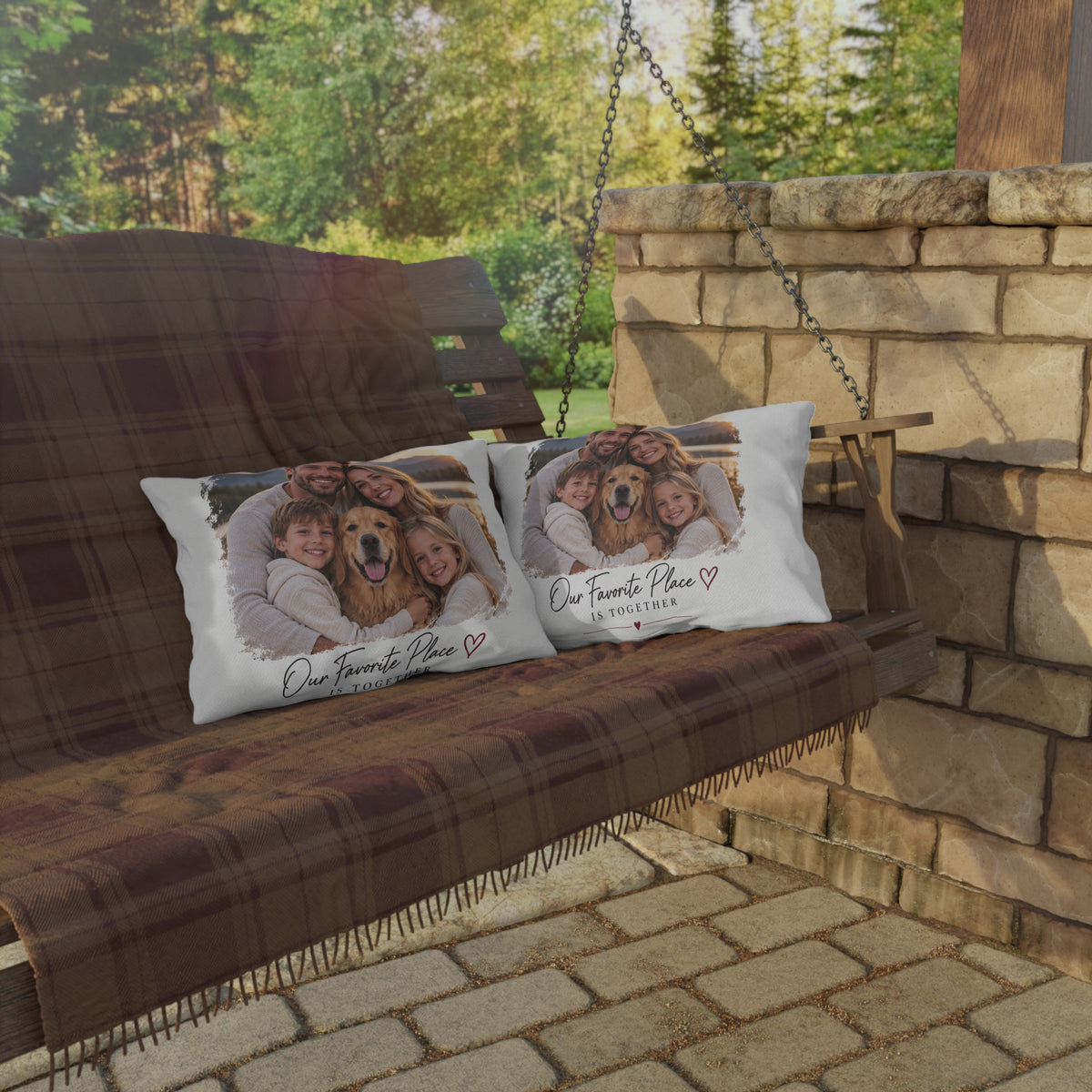Outdoor Pillow – Our Favorite Place Is Together Personalized Photo Pillow