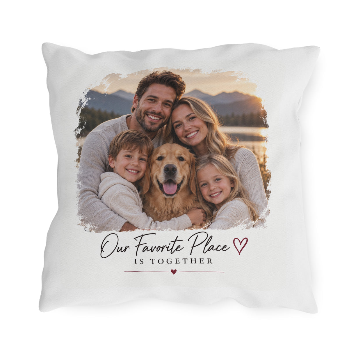 Outdoor Pillow – Our Favorite Place Is Together Personalized Photo Pillow