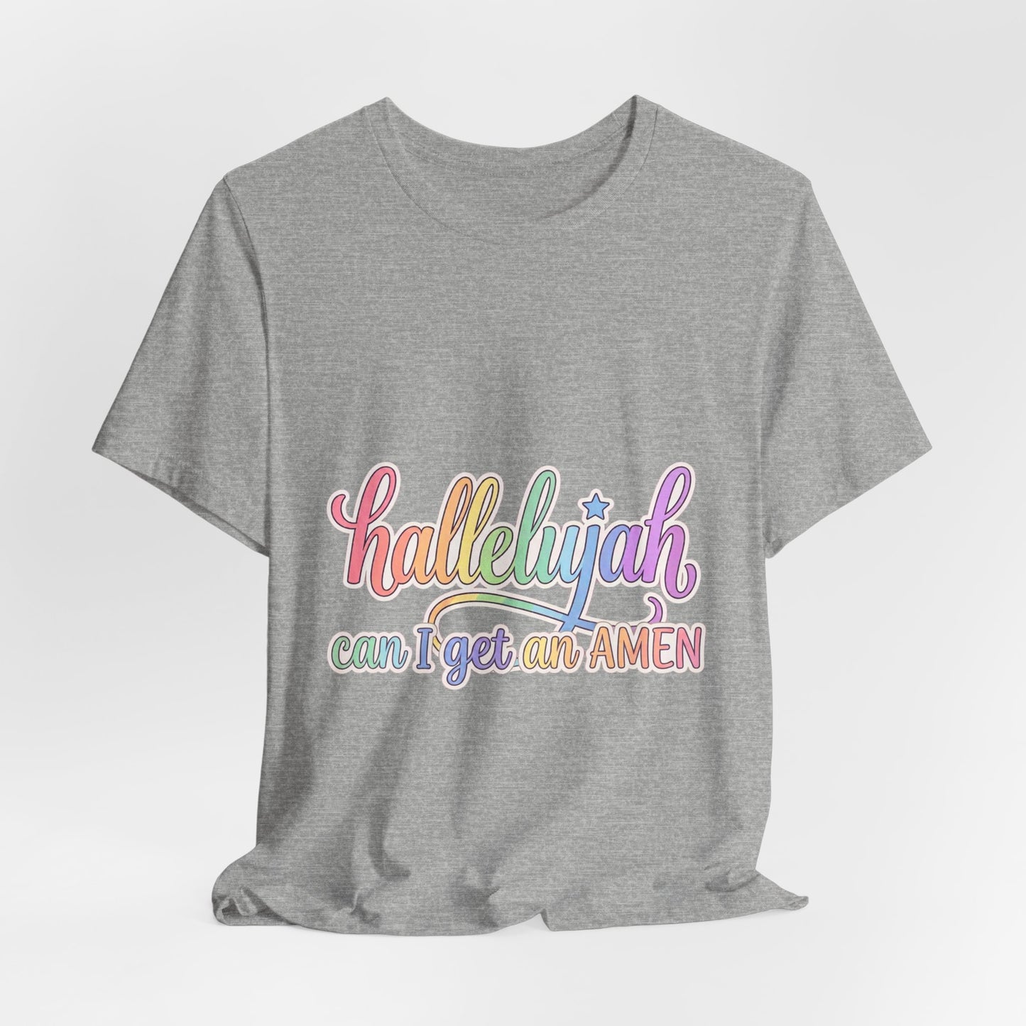 Hallelujah can I get an Amen T-Shirt | Christian faith typography, colorful praise