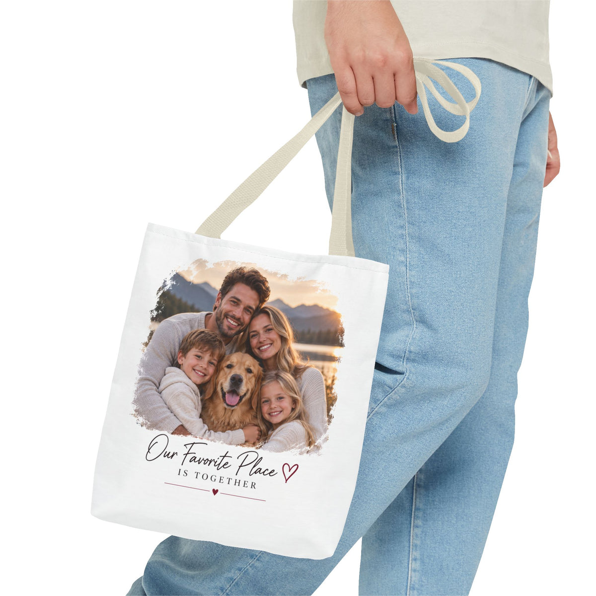 Photo Family Tote Bag – “Our Favorite Place Is Together” Personalized Gift Tote