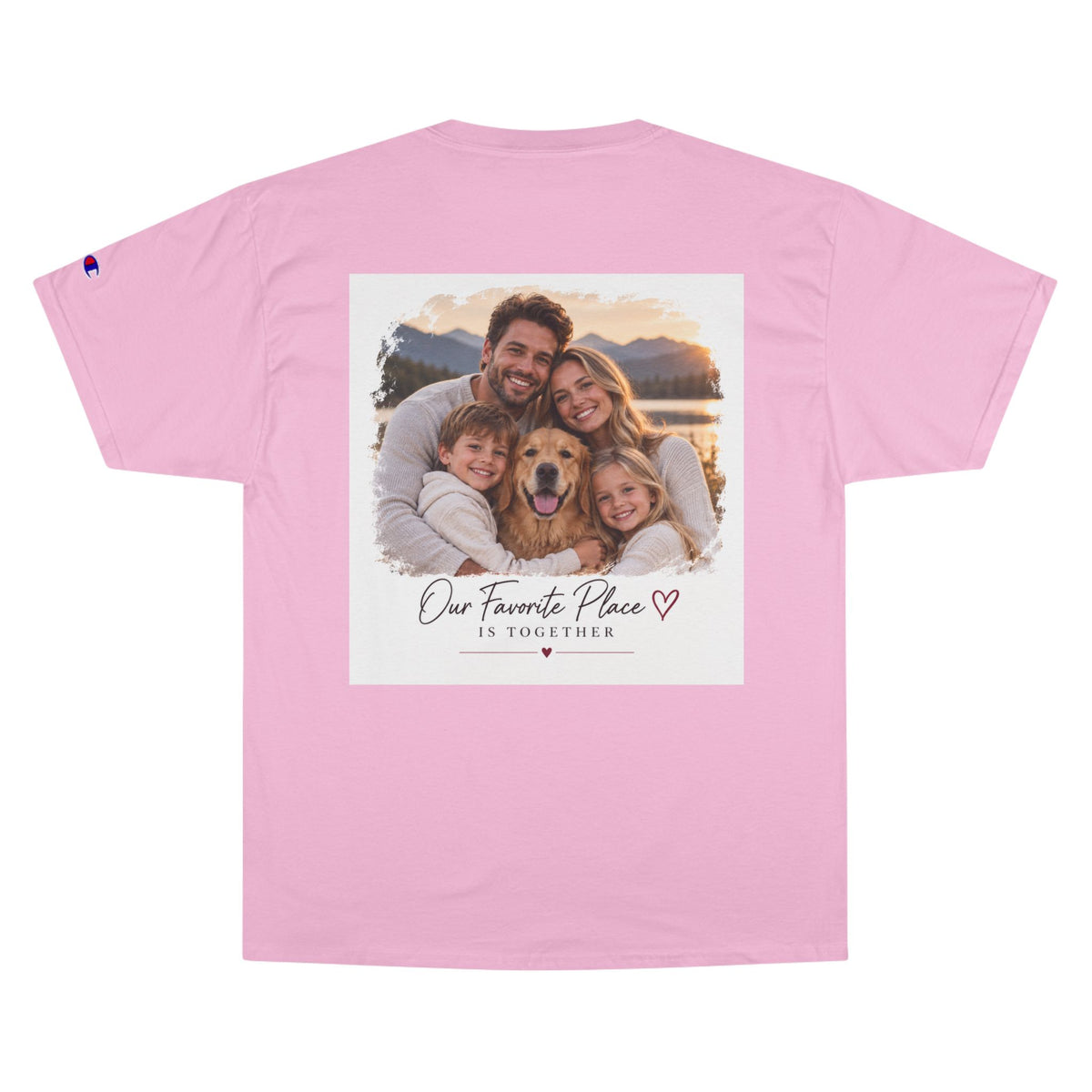 Family Photo T-Shirt — “Our Favorite Place Is Together” Personalized Crew Tee