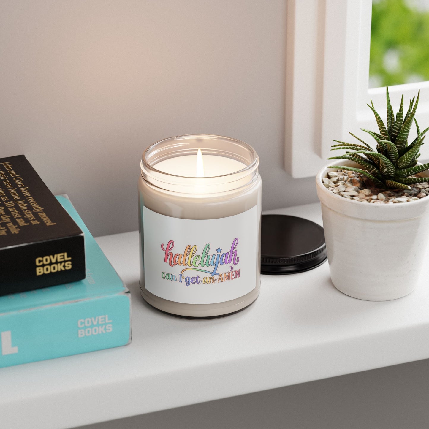 Hallelujah Typography Soy Candle, pastel faith decor | Everything Hallelujah