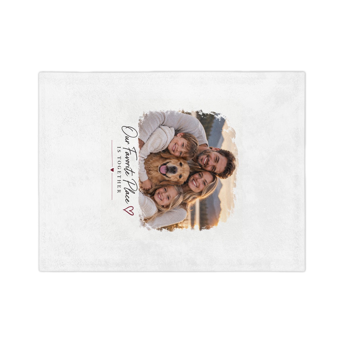 Personalized Photo Blanket - "Our Favorite Place Is Together" Velveteen Throw