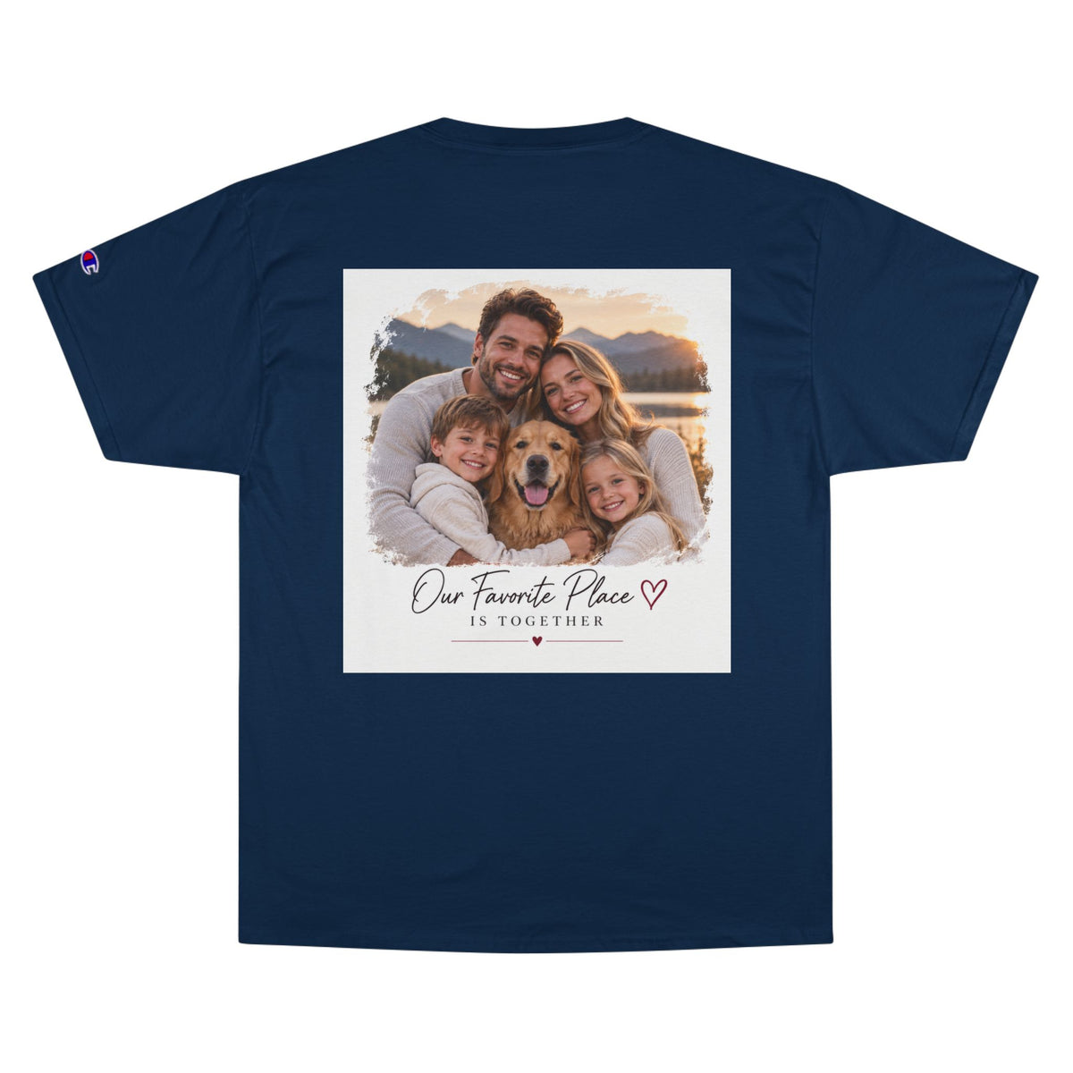 Family Photo T-Shirt — “Our Favorite Place Is Together” Personalized Crew Tee