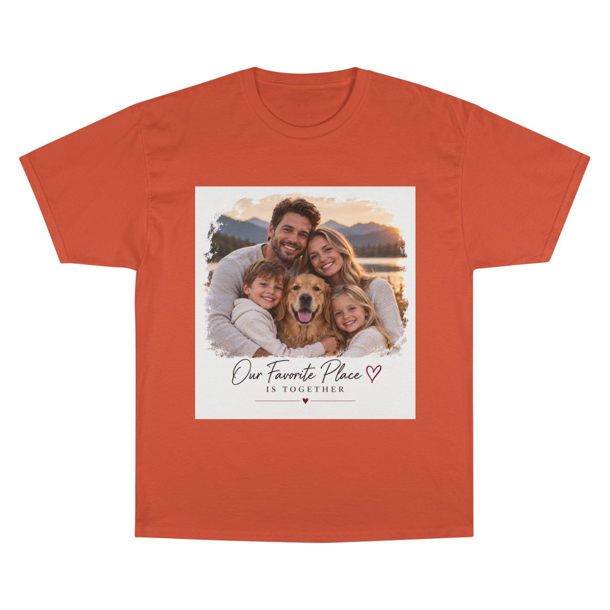 Family Photo T-Shirt — “Our Favorite Place Is Together” Personalized Crew Tee