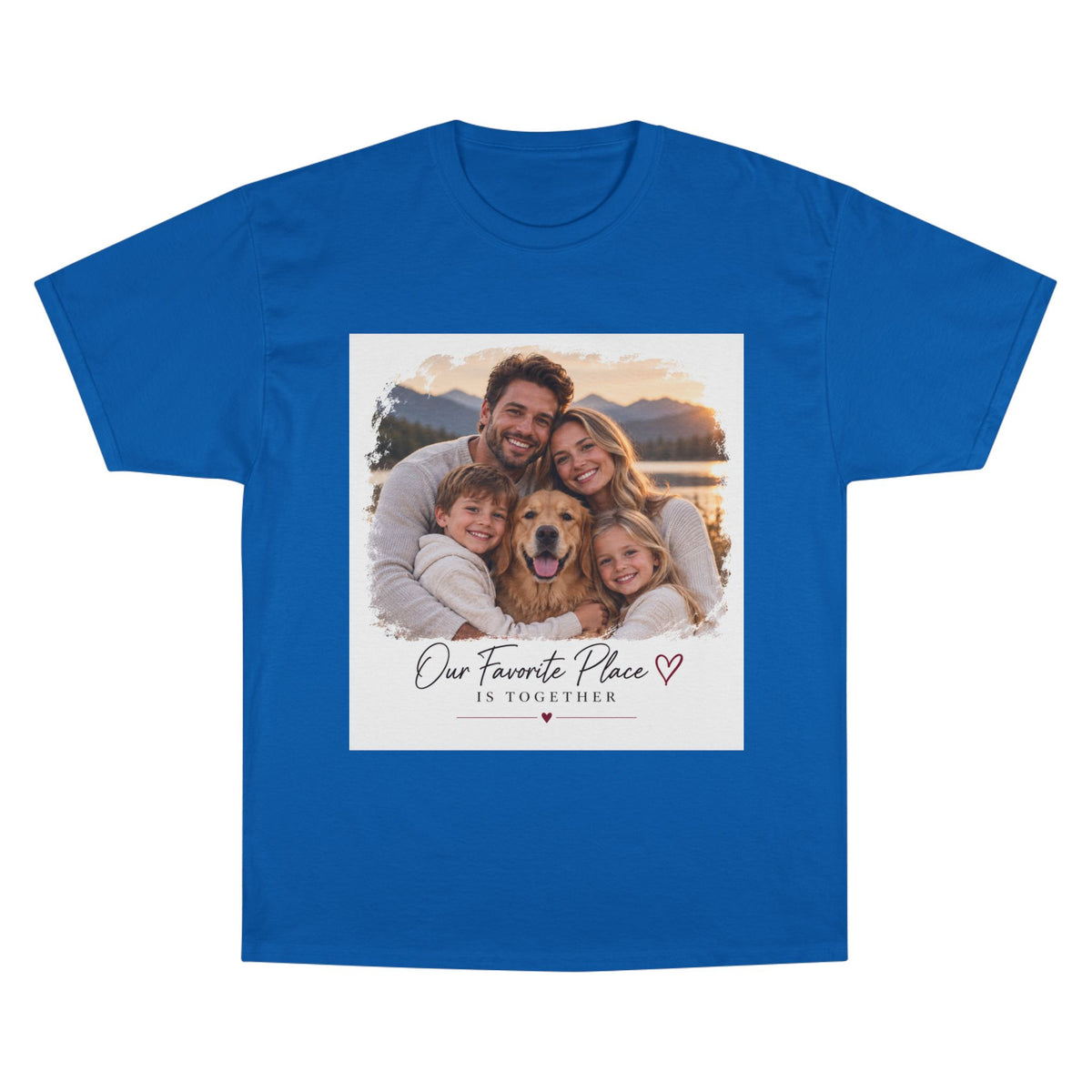 Family Photo T-Shirt — “Our Favorite Place Is Together” Personalized Crew Tee