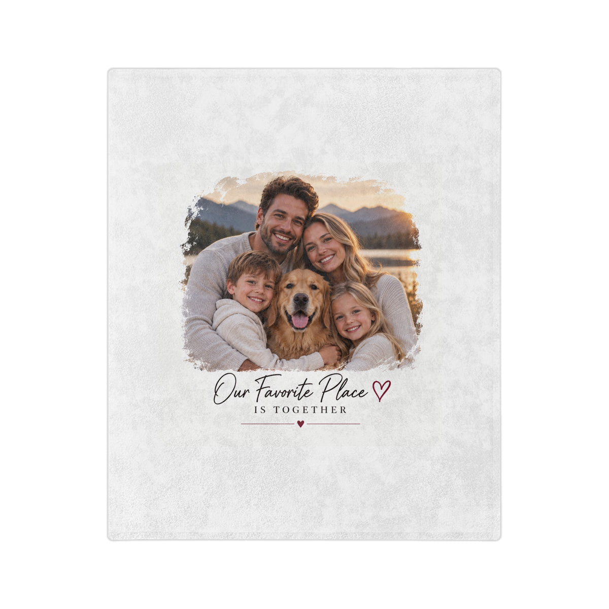 Personalized Photo Blanket - "Our Favorite Place Is Together" Velveteen Throw