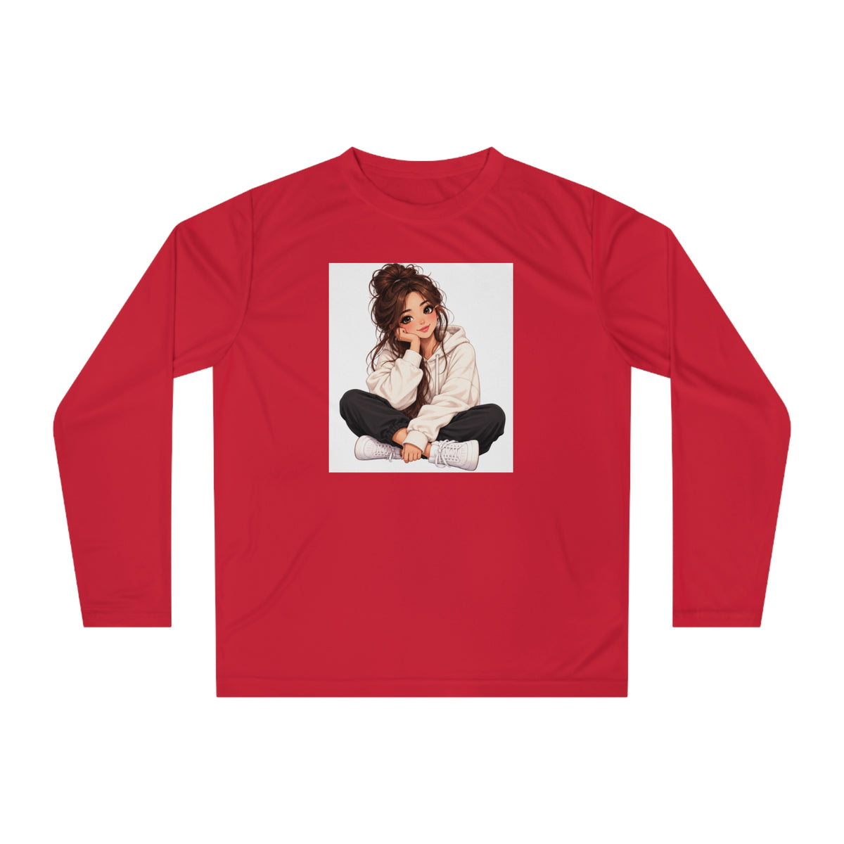 Cozy Girl Illustration Performance Long Sleeve Shirt