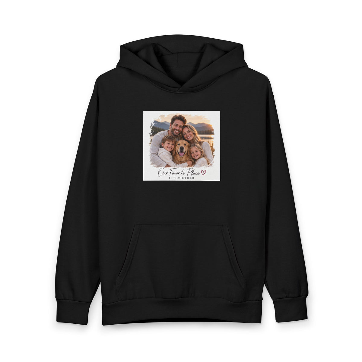 Custom Photo Family Hoodie — "Our Favorite Place" Personalized Pullover
