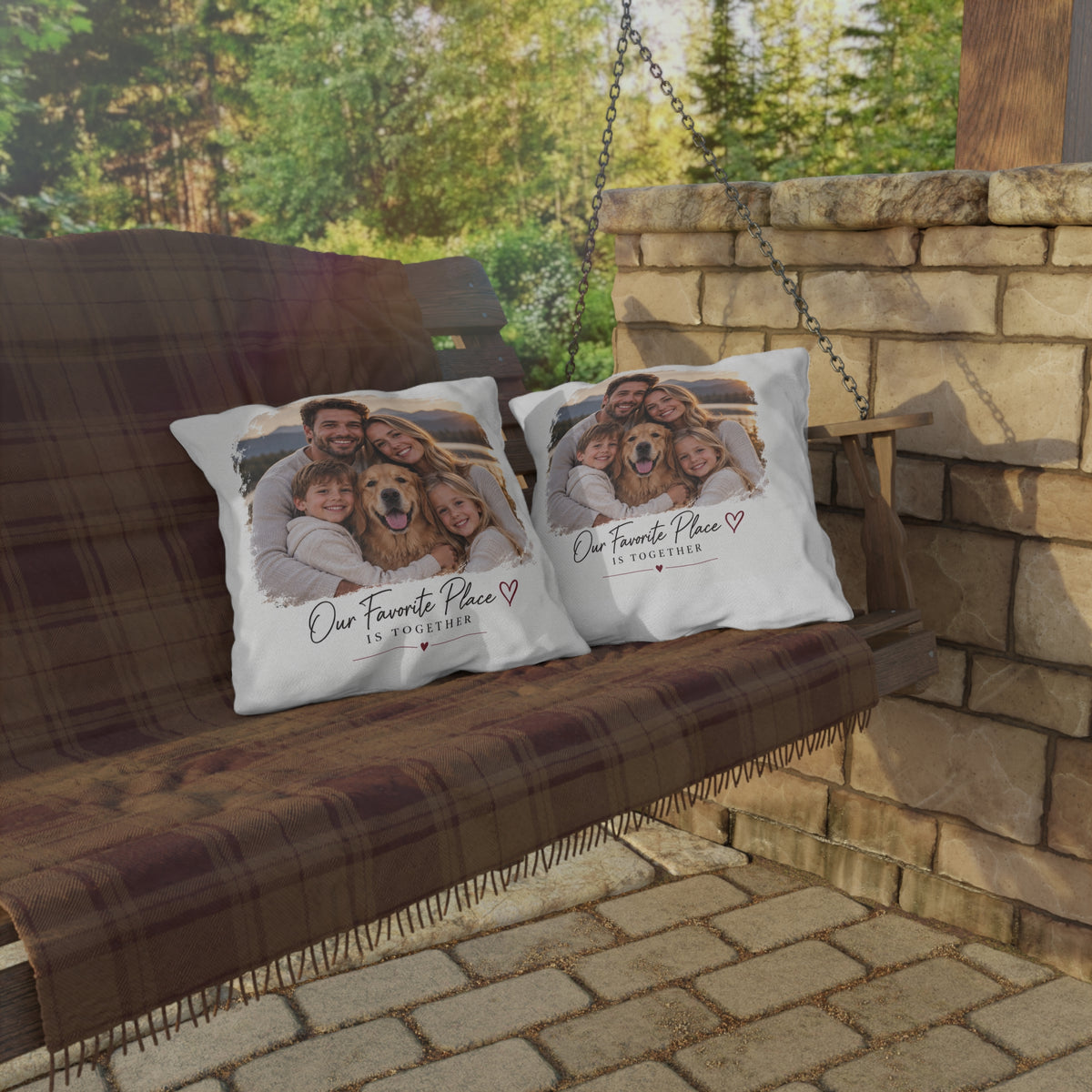 Outdoor Pillow – Our Favorite Place Is Together Personalized Photo Pillow