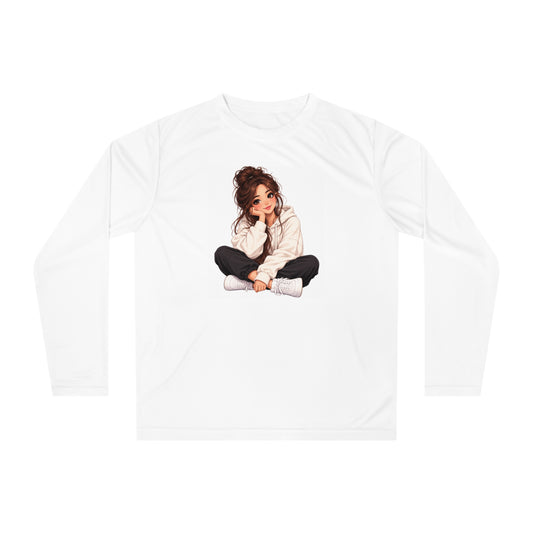 Cozy Girl Illustration Performance Long Sleeve Shirt