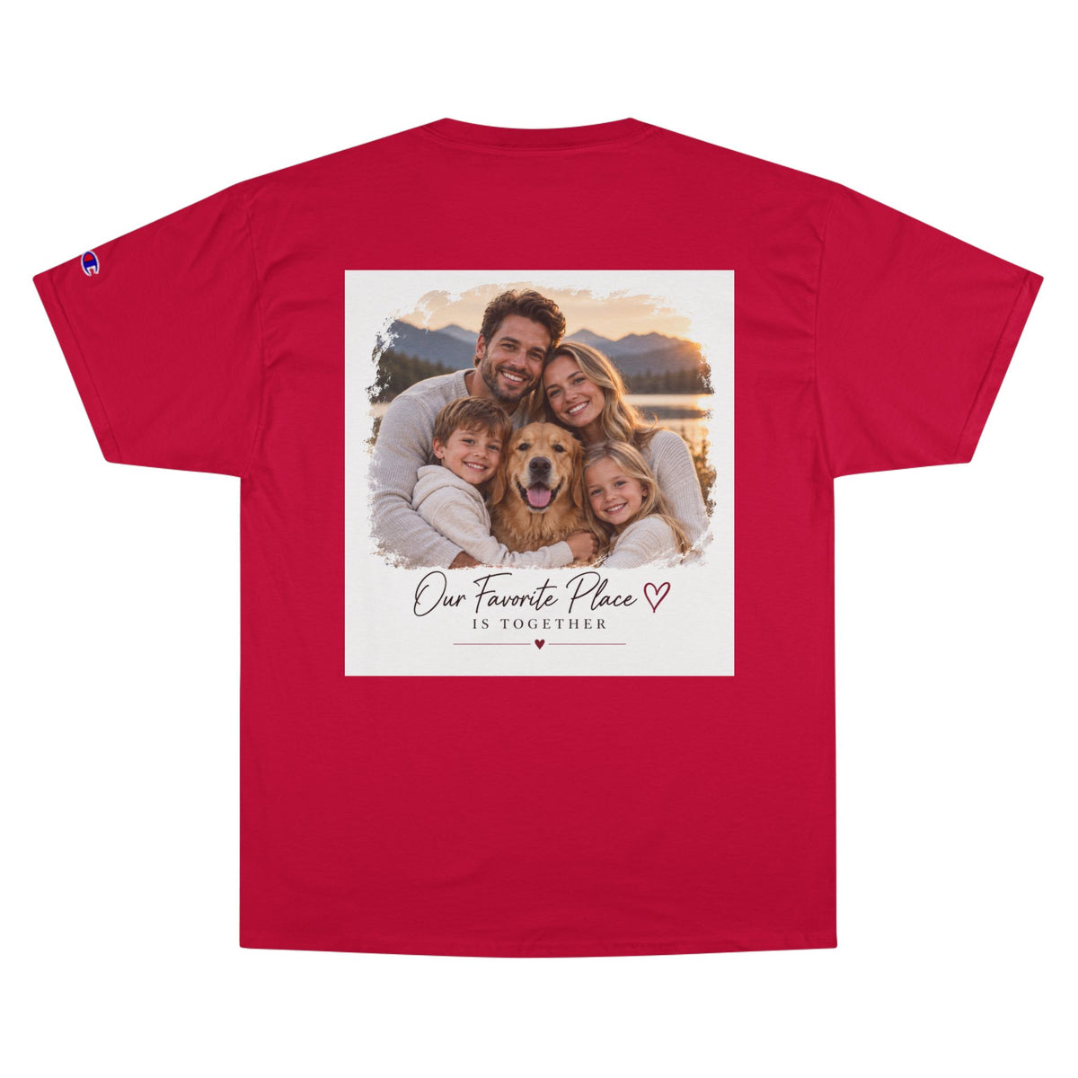 Family Photo T-Shirt — “Our Favorite Place Is Together” Personalized Crew Tee