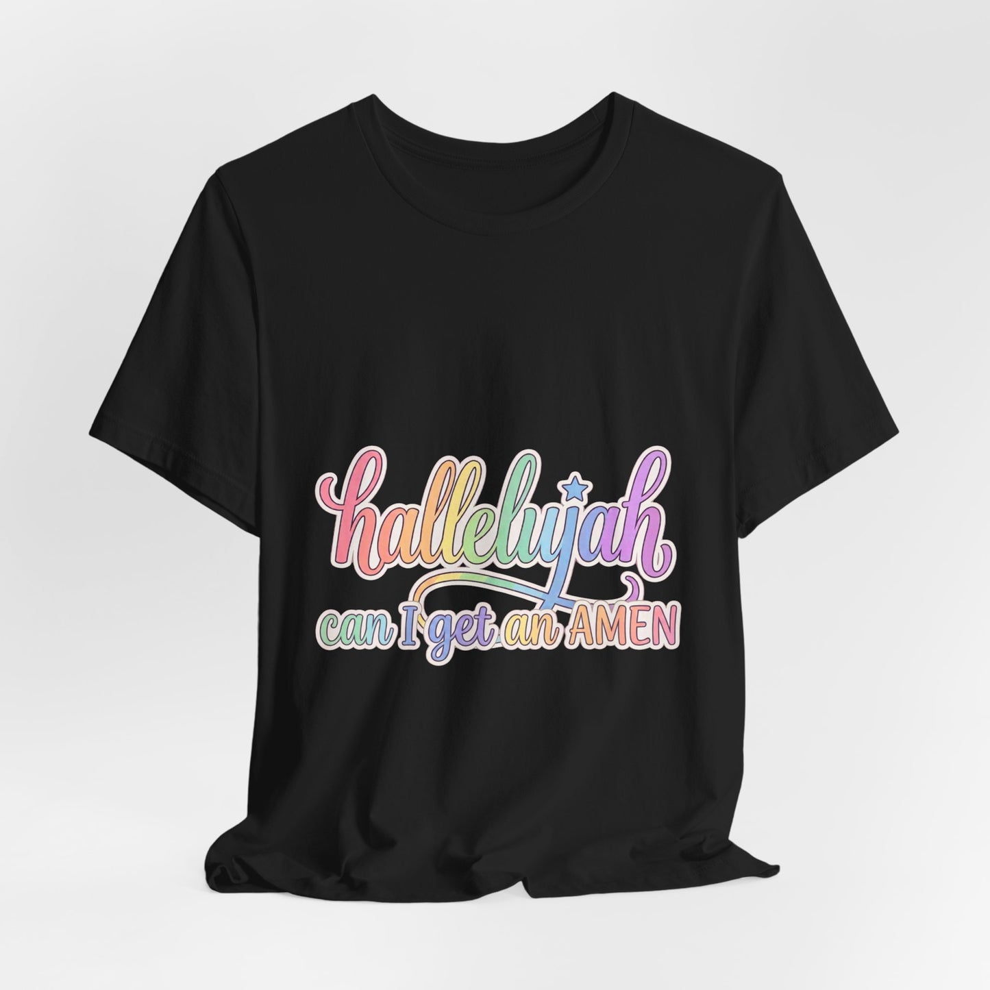 Hallelujah can I get an Amen T-Shirt | Christian faith typography, colorful praise