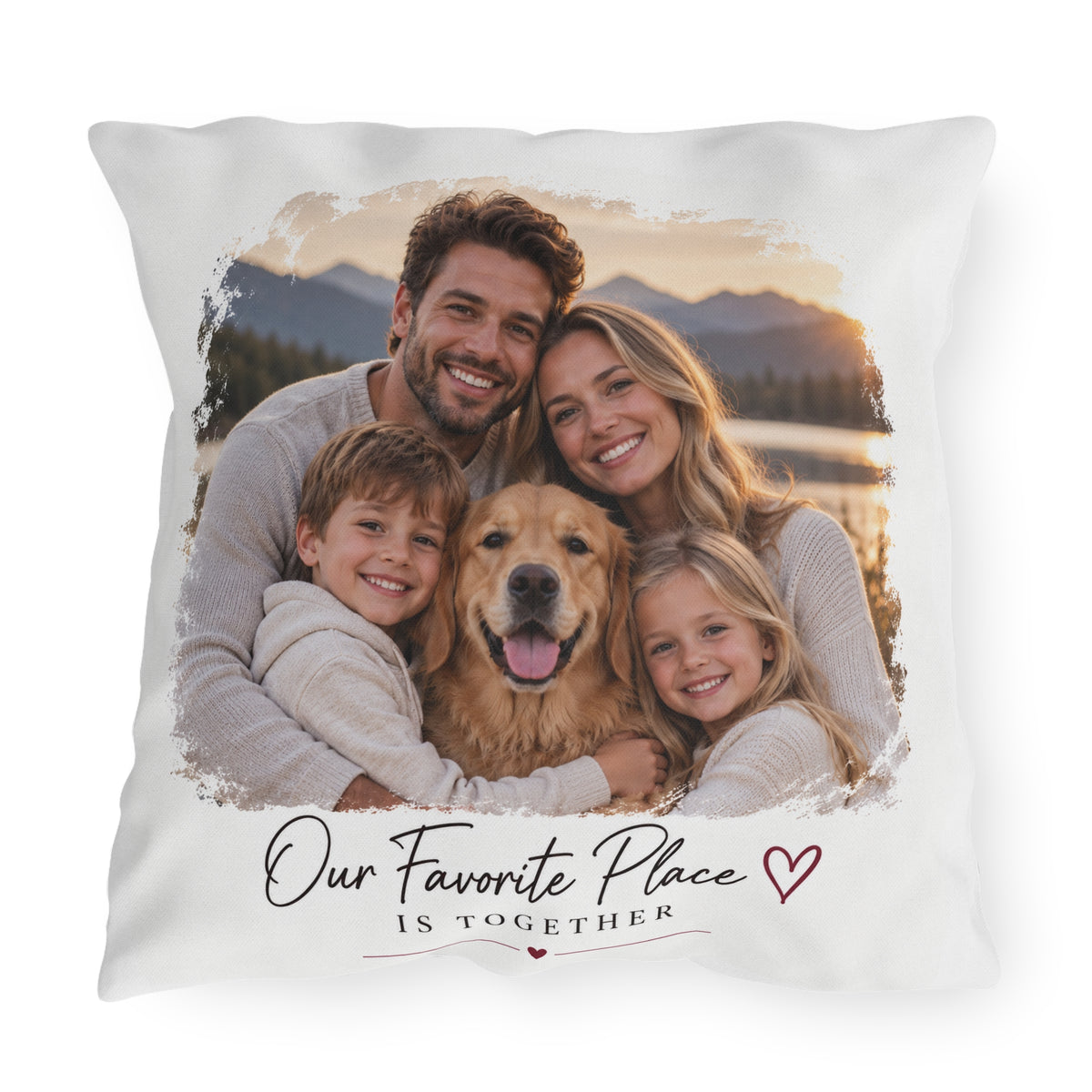 Outdoor Pillow – Our Favorite Place Is Together Personalized Photo Pillow