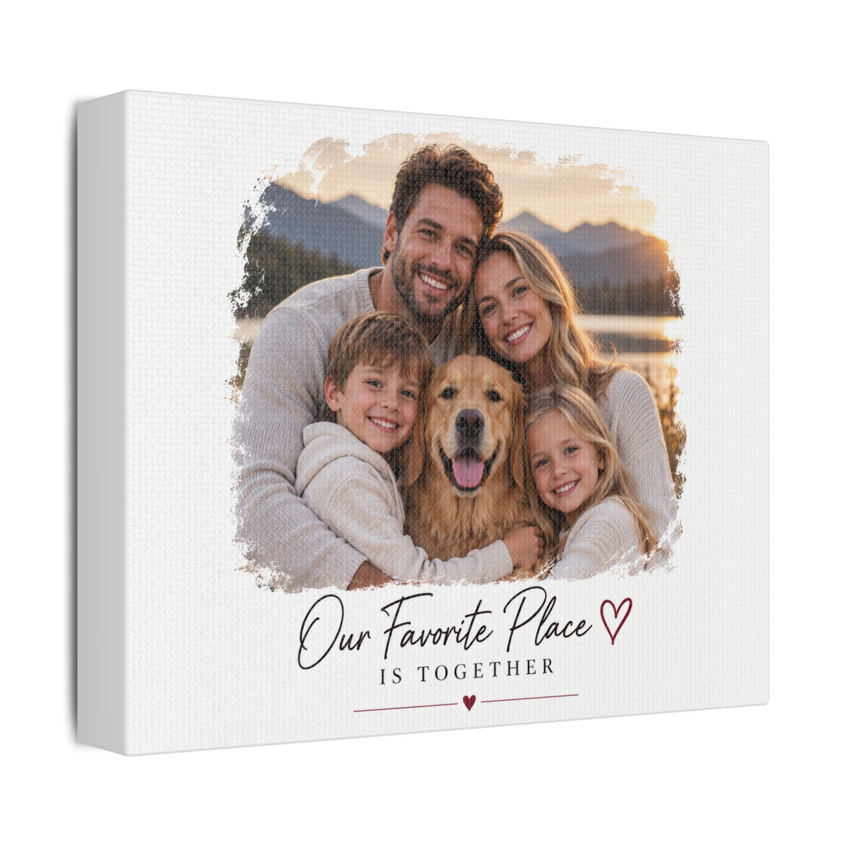 Personalized Family Photo Canvas - "Our Favorite Place Is Together" Stretched Wall Art