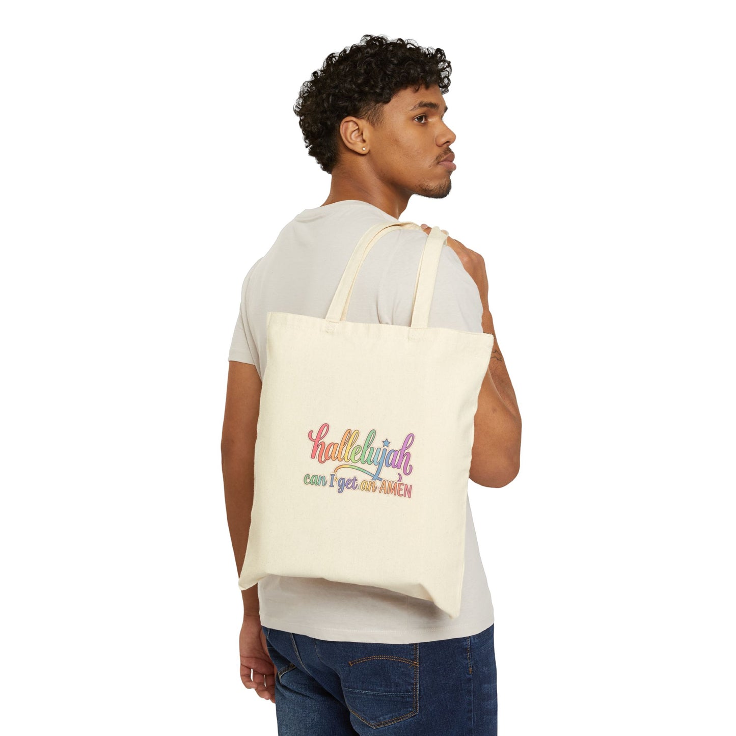 Hallelujah Rainbow Script Tote | Christian Faith Typography, Everyday Gratitude