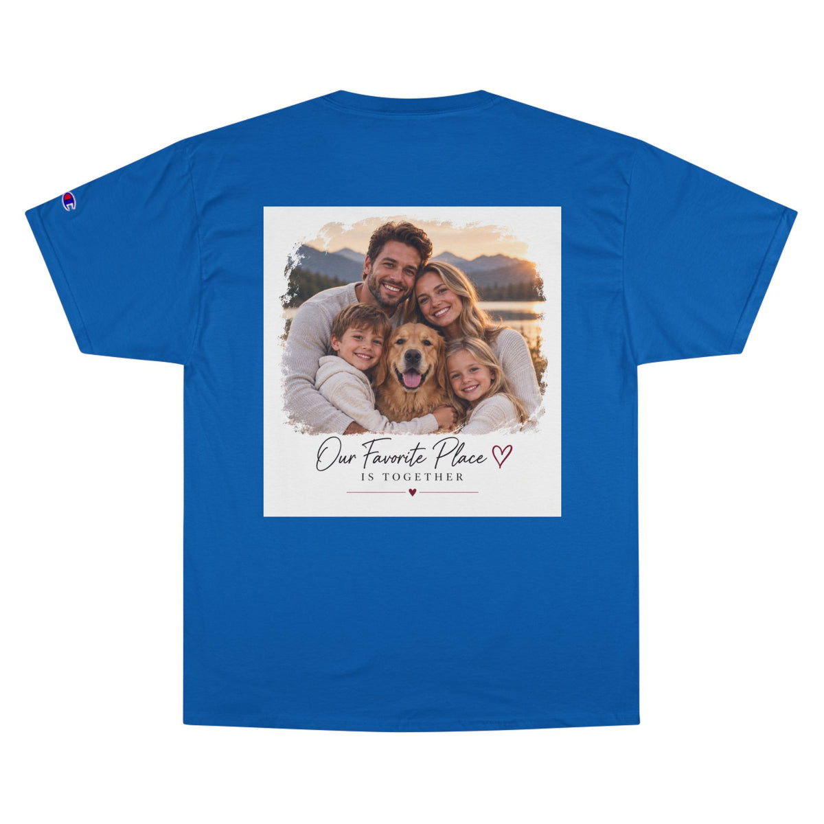 Family Photo T-Shirt — “Our Favorite Place Is Together” Personalized Crew Tee