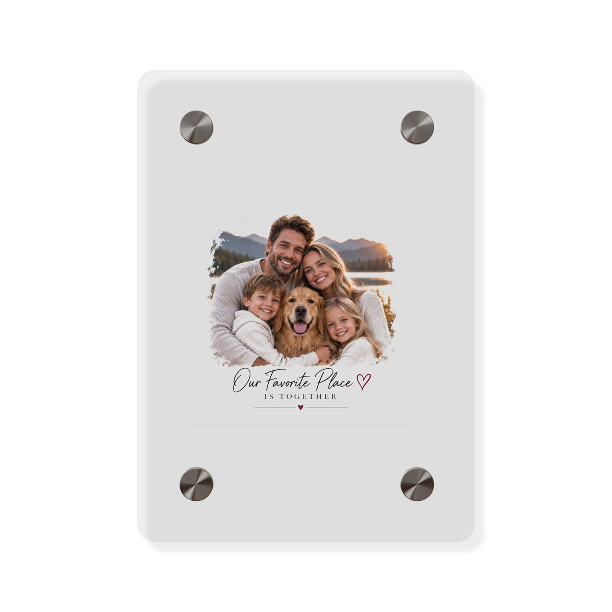 Acrylic Wall Art Panel — Personalized Family Photo "Our Favorite Place Is Together"