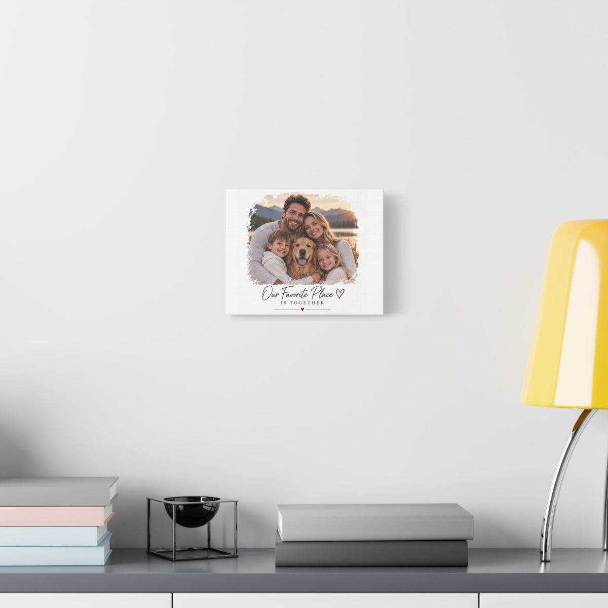 Personalized Family Photo Canvas - "Our Favorite Place Is Together" Stretched Wall Art