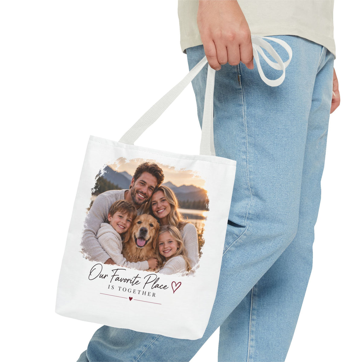 Photo Family Tote Bag – “Our Favorite Place Is Together” Personalized Gift Tote